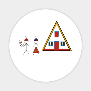 Madeira Island Male & Female Stick Figure inspired by Folklore & Santana House Magnet